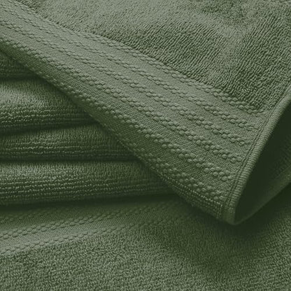 GLAMBURG Ultra Soft 6-Piece Hand Towel Set 16x28-100% Ringspun Cotton - Durable & Highly Absorbent Hand Towels - Ideal for use in Bathroom, Kitchen, Gym, Spa & General Cleaning - Olive Green