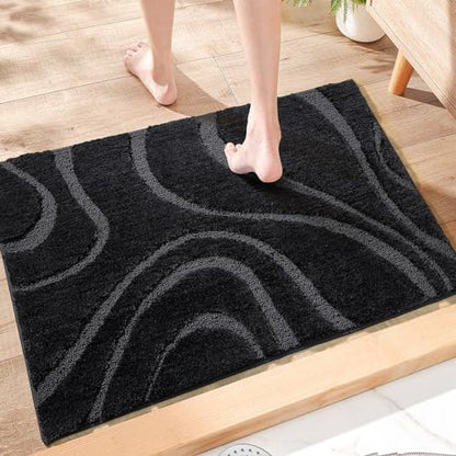 DEXDE Bathroom Rugs Non-Slip Mat for Bathroom Floor Tub Shower, 24x36 Black