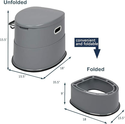 Ochine Portable Toilet Camping Porta Potty, Portable Folding Toilet with Lid, Indoor Outdoor Commode with Detachable Inner Bucket and Removable Paper Holder for Camping, Boat, Van, Emergency Use