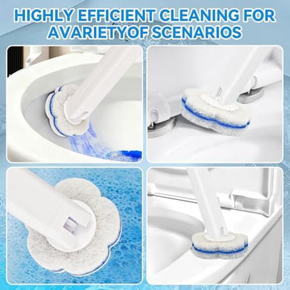 Disposable Toilet Brush System & 48 Scrubbing Refills with Cleaner - All-in-One Toilet Wand Starter Kit, Wall-Mounted Holder, Essential Toilet Cleaning Supplies for Bathroom Deep Clean & Hygiene