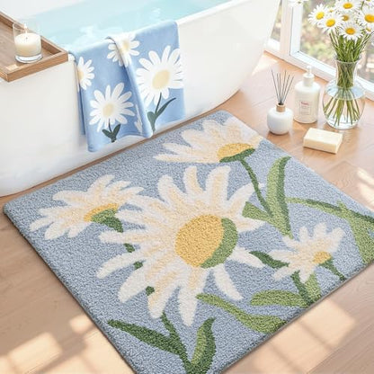 LUMI Square Bathroom Rug 26x26, Soft Absorbent Bath Mat, Non Slip