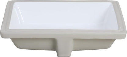 ADA Sanitary Ware Undermount Bathroom Sink - 18 7/8" White Rectangle Flat-bottomed Vessel Sink Porcelain Ceramic Lavatory Vanity Drop In Washroom Basin Sink