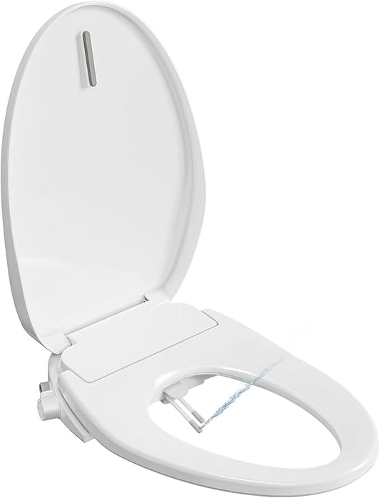 Electric Heated Bidet Toilet Seat Elongated, Smart Toilet Seat With Adjustable Warm Water Pressure, Soft Closed Lid, Night Light, Self-Cleaning Dual Nozzles For Frontal & Rear Wash E300