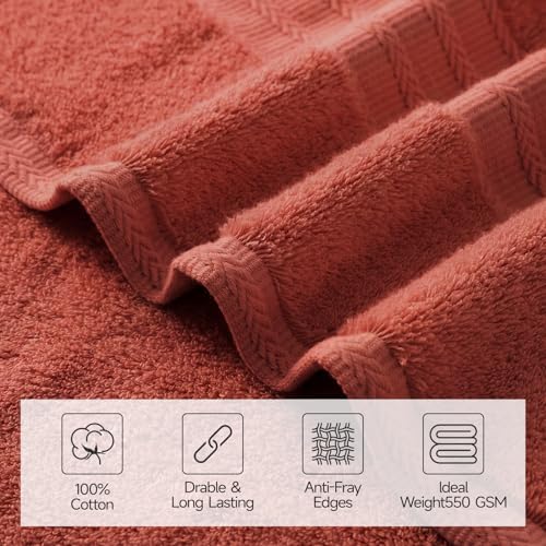 REDKISS 8 Piece Burnt Orange Towels Set, 100% Cotton, 600 GSM