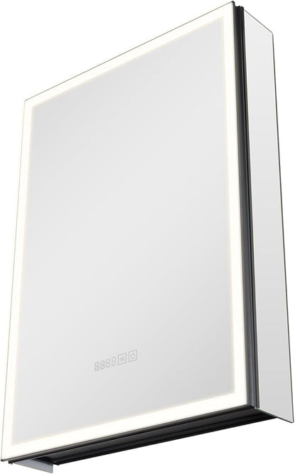 VEVOR Lighted Medicine Cabinet with Mirror, 20 x 28 in Recessed or Wall Mount, 3 Color Dimmable LED Bathroom Medicine Cabinet with Sensor Light, Adjustable Shelve Storage, Memory Defog Function