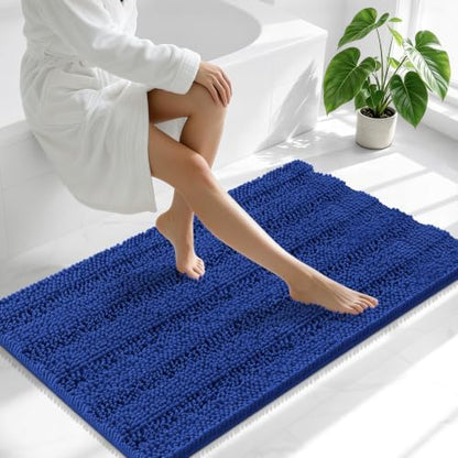 Smiry Thick Chenille Bathroom Runner Rugs 44x24, Soft Bath Mat, Royal Blue