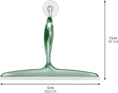iDesign Bathroom Plastic Shower Squeegee with Wall Hook - Set of 2 - Clear/Green