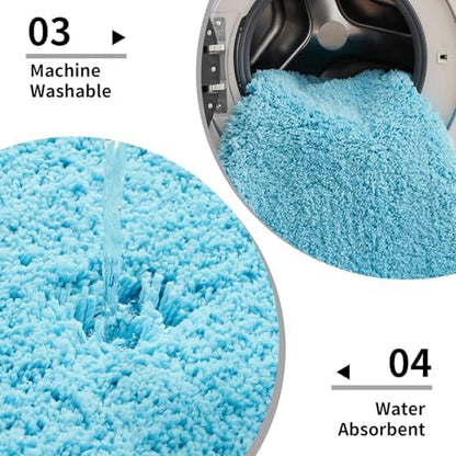 Disolla Sky Blue Bathrom Runner Rug 24x59 - Large Soft Plush Bath Mat, Thick Long Non-Slip Shaggy Floor Mat, Ultra-Absorbent for Master Bathroom Bedroom