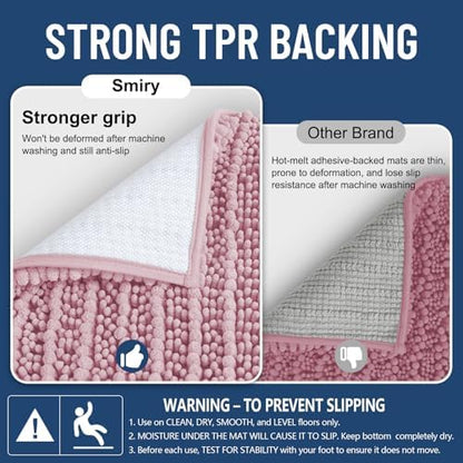 Smiry Bathroom Toilet Rugs U Shaped 24X20, Chenille Bath mats for Toilet