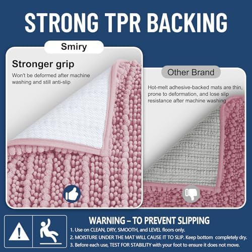 Smiry Bathroom Rugs 34X21, Extra Soft Rubber Backing Chenille Bath Mats