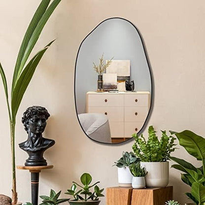 Irregular Asymmetrical Mirror Wall Mounted, Unique Vanity Mirror,Shaped Dressing Mirror Decorative for Living Room, Bathroom, Bedroom, Entryway Wall Decor, 33.5"×20.5"