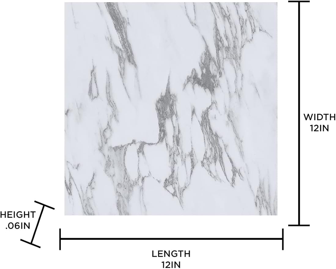 FloorPops FP3329 Opaline Peel Stick Floor Tiles, White & Off-White