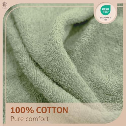 CORE 4-Piece Cotton Bath Towels for Bathroom | Value Pack, Soft, Absorbent, Quick-Dry, Lightweight, Minimalist, 27x54 in, Moss Green