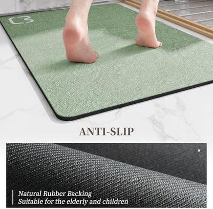 Extra Long Bathroom Runner Large Stone Bath Mats for Bathroom,17"x59"Sage