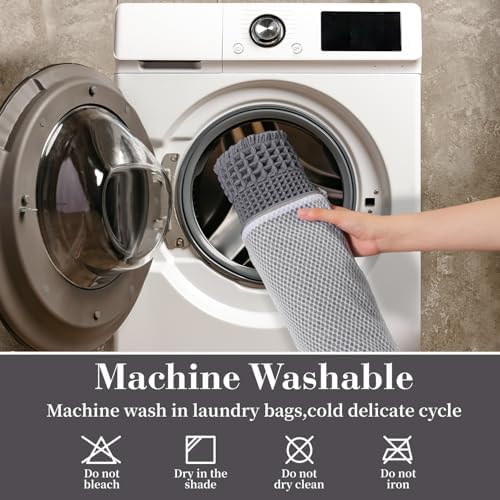 RESARE Waffle Bathroom Runner Rugs, Non Slip Boho Bath Mat 24x48 Dark Grey