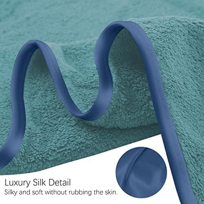 TENSTARS Silk Hemming Bath Towels for Bathroom Clearance - 27 x 55 inches - Light Thin Quick Drying - Soft Microfiber Absorbent Towel for Bath Fitness, Sports, Yoga, Travel, Gym - 2 Pack, Teal