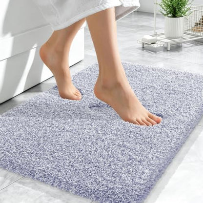 OLANLY Microfiber Bathroom Rugs 24x16, Quick Dry Mat, Lavender and White