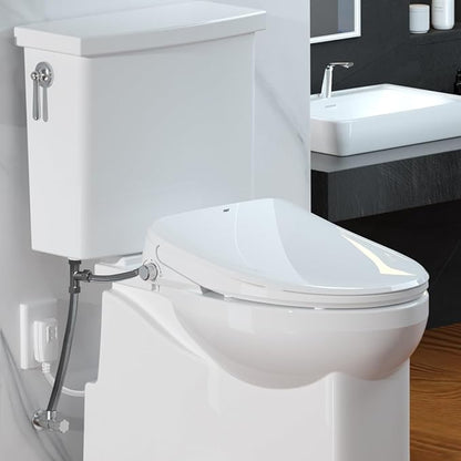 R&T Electric Bidet Seat for Small Round Toilet, Adjustable Warm Water, Air Dryer, Heated Seat, Night Light, Deodorization V305-2