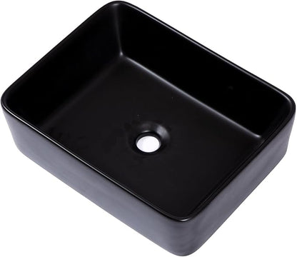19x15 Black Topmount Vessel Bathroom Sink | black drop in dtopin top mount over counter rectangle bathroom sink