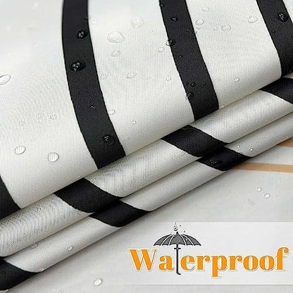 Boho Mid Century Leaf Shower Curtain Set,Arch Sun Design,Minimalistic Leaves Pattern,Waterproof and Luxurious Fabric-12 Hooks(Black and White-60" x 72")