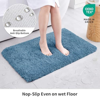 Disolla Blue Bathrom Runner Rug 24x70 - Extra Large Soft Plush Bath Mat, Thick Long Non-Slip Shaggy Floor Mat, Ultra-Absorbent for Master Bathroom Vanity