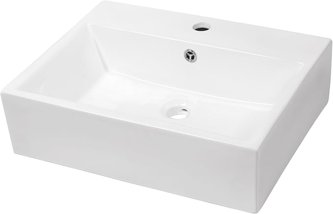 Wall Mount Bathroom Sink 21x16 Inch Rectangle Bathroom Sink | Floating Vessel Sink Rectangle Bathroom Sink Above Counter White Ceramic Basin White Rectangle Porcelain Vessel Sink