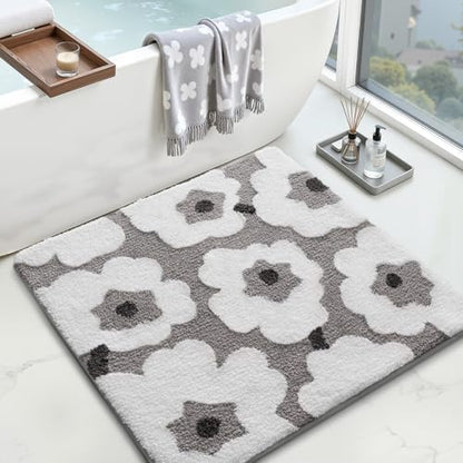 LUMI Square Bathroom Rug 32x32, Soft Absorbent Bath Mat, Non Slip