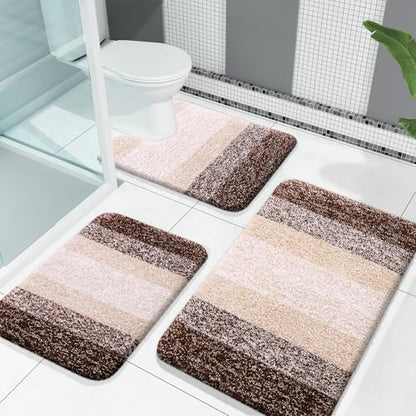 OLANLY Microfiber Bathroom Rugs Sets 3 Piece, 30"x20"+24"x16"+24"x20"