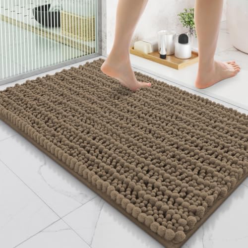 Smiry Bathroom Rugs 35X24, Extra Soft Rubber Backing Chenille Bath Mats