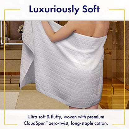Alusa Home Ultra Soft & Stylish 700 GSM Luxury Bath Sheets | Pack of 2 | Extra Large 35x70 Inches | 100% Zero-Twist, Long-Staple Cotton | Remarkably Absorbent (White)