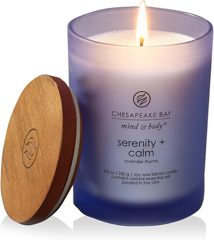 Chesapeake Bay Medium Jar Candles Duo - Peace + Tranquility (Cashmere Jasmine) and Serenity + Calm (Lavender Thyme) Home Decor