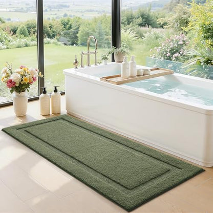 LUMI Ultra Soft Bathroom Runner Rugs, Non Slip Bath Mat 24x60, Green