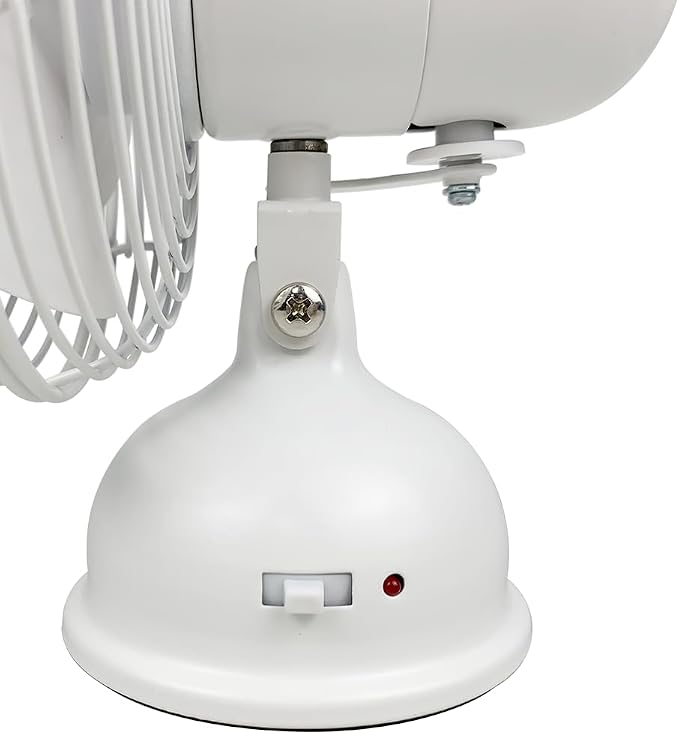 Good Housekeeping 5" All-Metal (92522) USB Desktop Laptop Nightstand Fan with Oscillation (Matte White)
