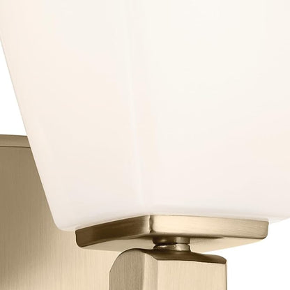 Kichler Marant 5" 1-Light Wall Sconce with Opal Glass in Champagne Bronze, for Bathroom, Powder Room, Hallway, Fireplace, (5" W x 9.5" H), 55214CPZ