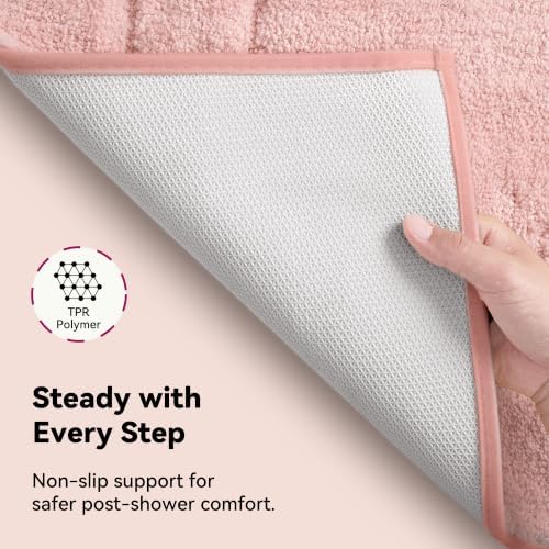 GRANNY SAYS Pink Bathroom Runner Rug 24" x 48", Soft Microfiber Bath Mat