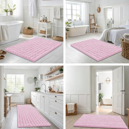 Smiry Bathroom Rugs 34X21, Extra Soft Rubber Backing Chenille Bath Mats