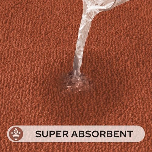 HOMEIDEAS Bathroom Rugs Sets 2 Piece, Extra Long Bath Mat Burnt Orange