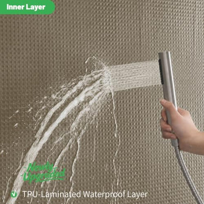 eachope No Hook Waffle Shower Curtain, No Liner Needed, 71x74 Inch, Khaki