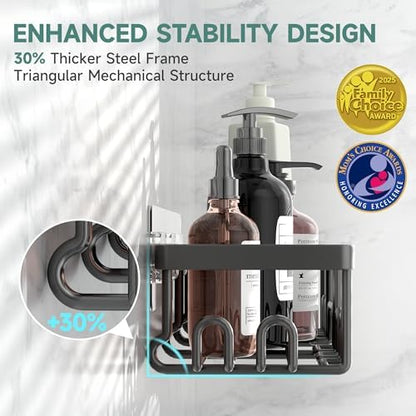 Veken Shower Caddy 3-Pack, Advanced Rustproof Design, No Drilling Adhesive Shelves, Rack with Soap Holder, Large Capacity Bathroom Organizers and Storage, Wall-Mounted Kitchen & Home Decor, Black