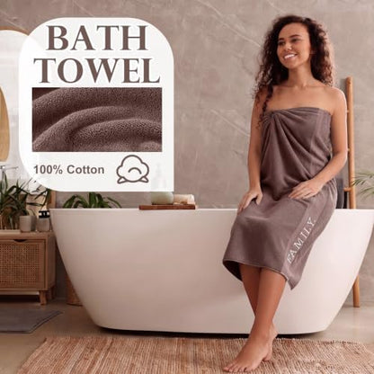Hahafelt Decorative Bathroom Towel Set, Coffee Brown