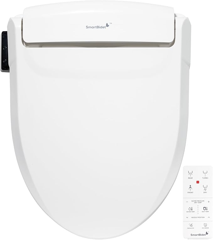 SmartBidet® SB-1000 Smart Bidet Electric Bidet Toilet Seat with Heated Seat, Warm Water, Air Dryer – Remote Control, Elongated
