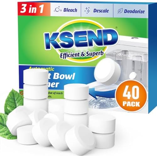 Ksend Toilet Bowl Cleaner Tablets 40 Pack, Auto Bleach, Powerful Cleaning