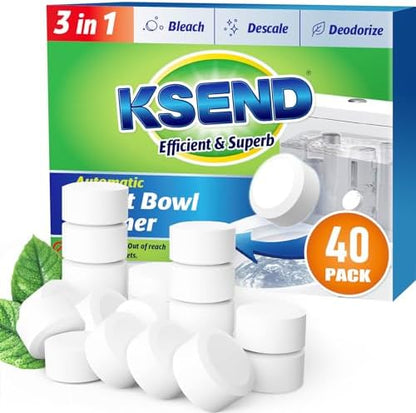 Ksend Toilet Bowl Cleaner Tablets 40 Pack, Auto Bleach, Powerful Cleaning