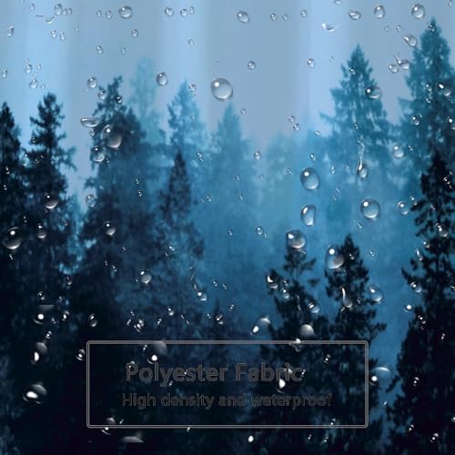 LLSCL Fabric Shower Curtain Liner with Magnets, Blue Forest Waterproof Hotel Quality, 72 x 72 Machine Washable