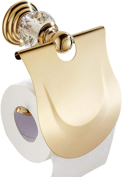 WINCASE Gold Bathroom Accessories, Adjustable Crystal Towel Bar Set, Golden Hardware Set Hand Towel Ring Racks Paper Holder Hook Wall Mounted