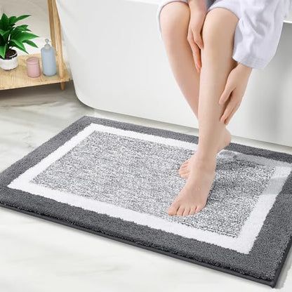 OLANLY Bathroom Rugs 36x24, Soft Absorbent Microfiber Bath Rugs, Dark Grey