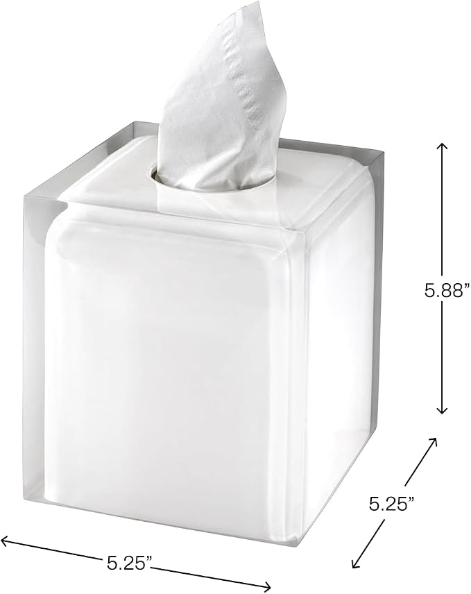 Izod - Tissue Box Cover, Durable Resin Countertop Accessories, Dorm Room Essentials, Modern Home Decor (Marina Collection, White)