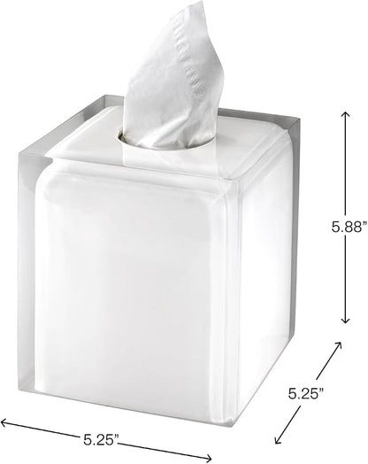 Izod - Tissue Box Cover, Durable Resin Countertop Accessories, Dorm Room Essentials, Modern Home Decor (Marina Collection, White)