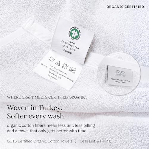 California Design Den 100% Organic Cotton 6 Pc Bath Towel Set, Bright White
