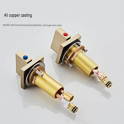 Bathroom Faucet Waterfall, Double Handle, Faucets for Sink Splashback Modern Vanity 3 Holes-Gold(Gold)